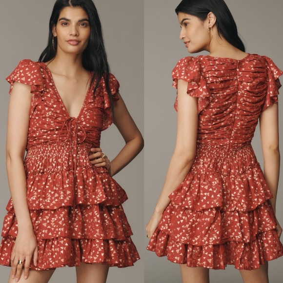 anthropologie Dresses & Skirts - NWT By Anthropologie Short-Sleeve Ruffled Mini Dress Sz M